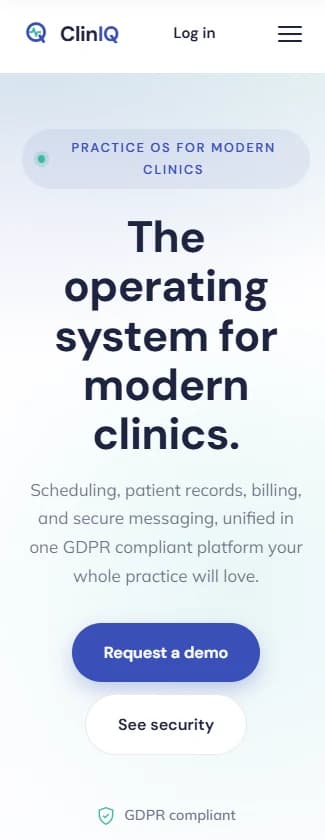 Mobile preview of the ClinIQ Health CICADA demonstration application