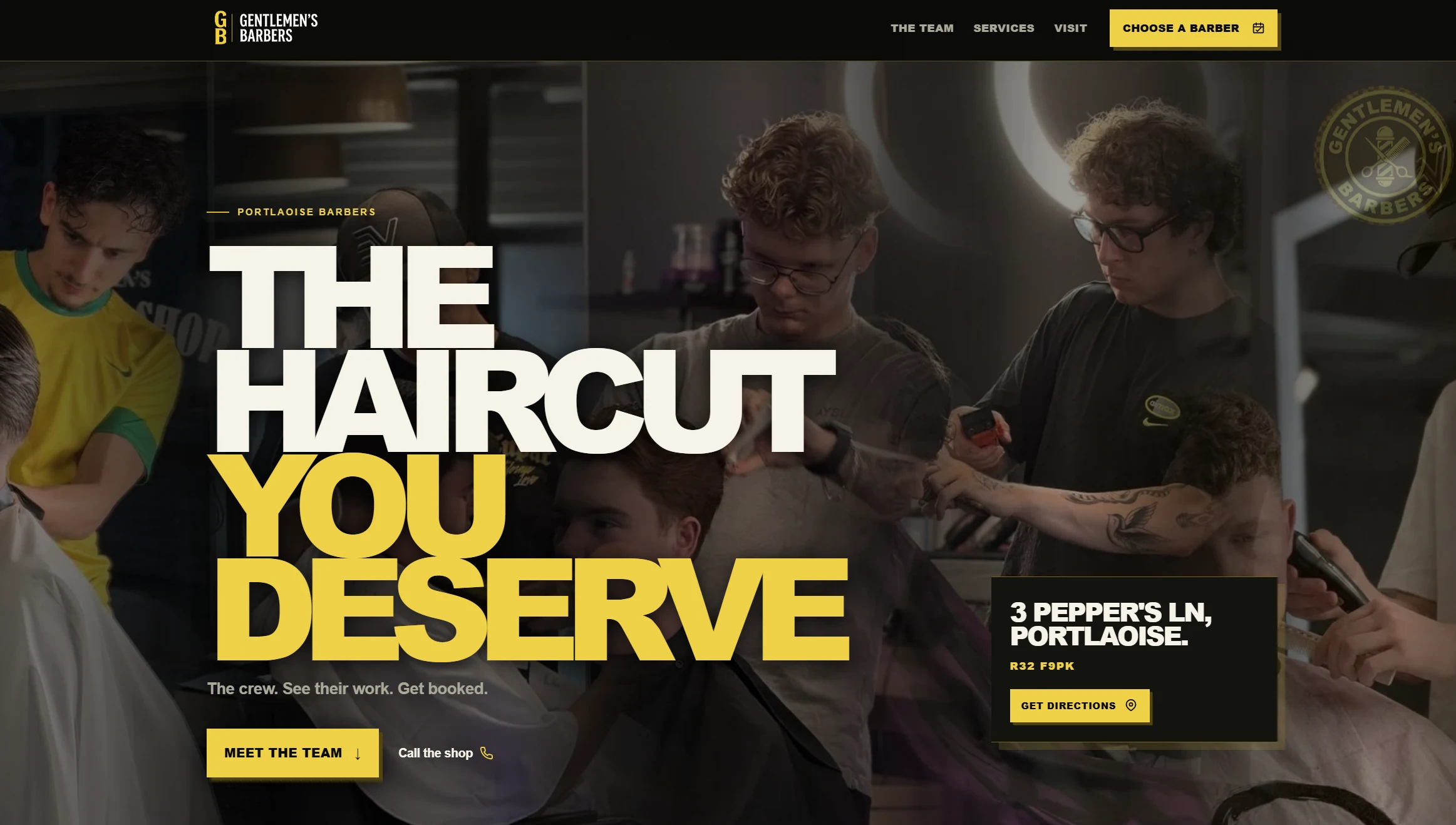 Gentlemen's Barbers website desktop preview