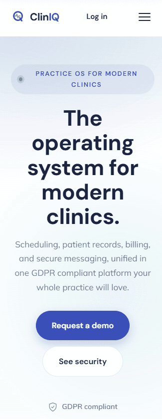 Mobile preview of the ClinIQ Health CICADA demonstration application