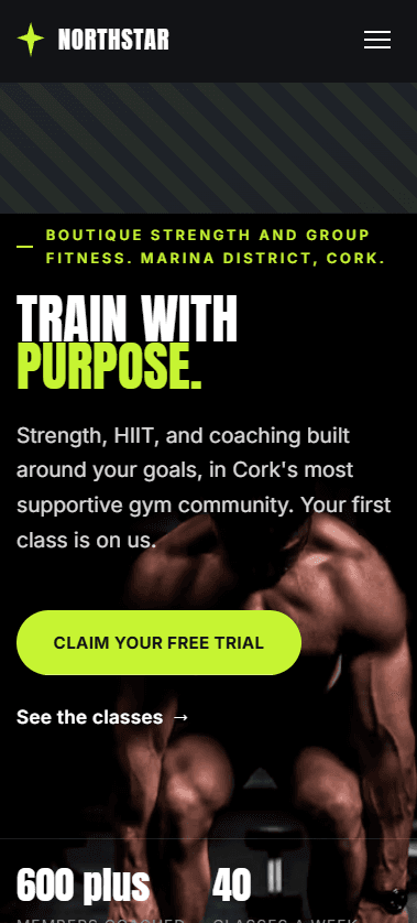 Mobile preview of the Northstar Fitness CICADA demonstration website